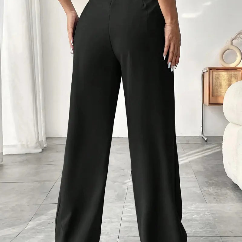 Elegant Plicated Wide Leg Pant