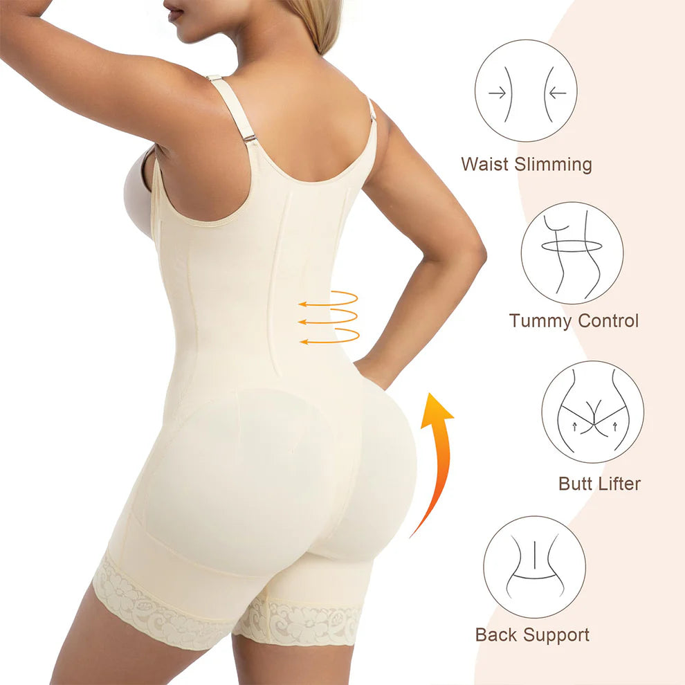 VELARE 6-Steel-Bones Tummy Control Zip & Hooks Faja with Butt Lift