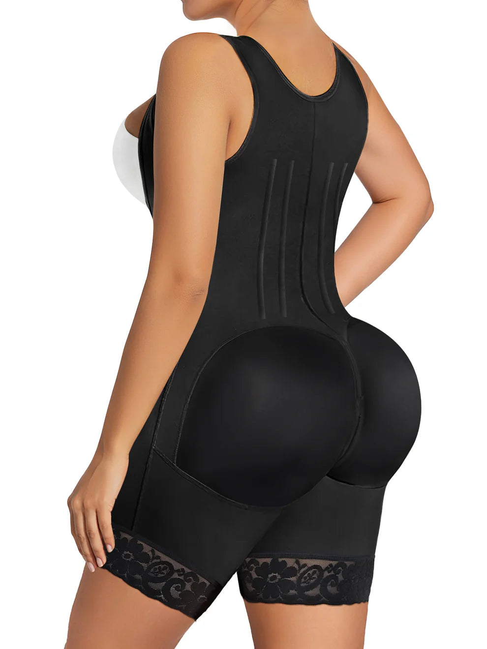 VELARE Zipper & Hook 8-Steel-Bones Open Bust Fajas with Butt Lift