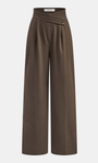 Asymmetrical Waistband Pleated Wide Leg Pants