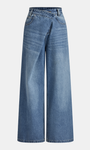 Asymmetric Mid-Waist Wide-Leg Jeans