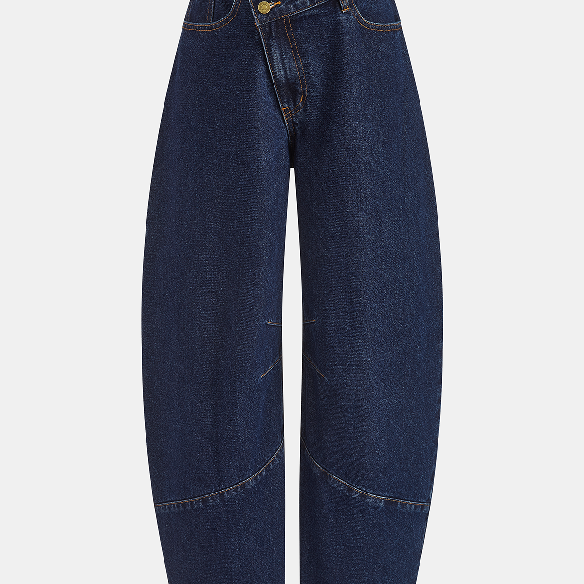 Asymmetric Placket Curved-Leg Jeans