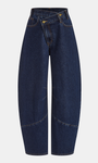 Asymmetric Placket Curved-Leg Jeans