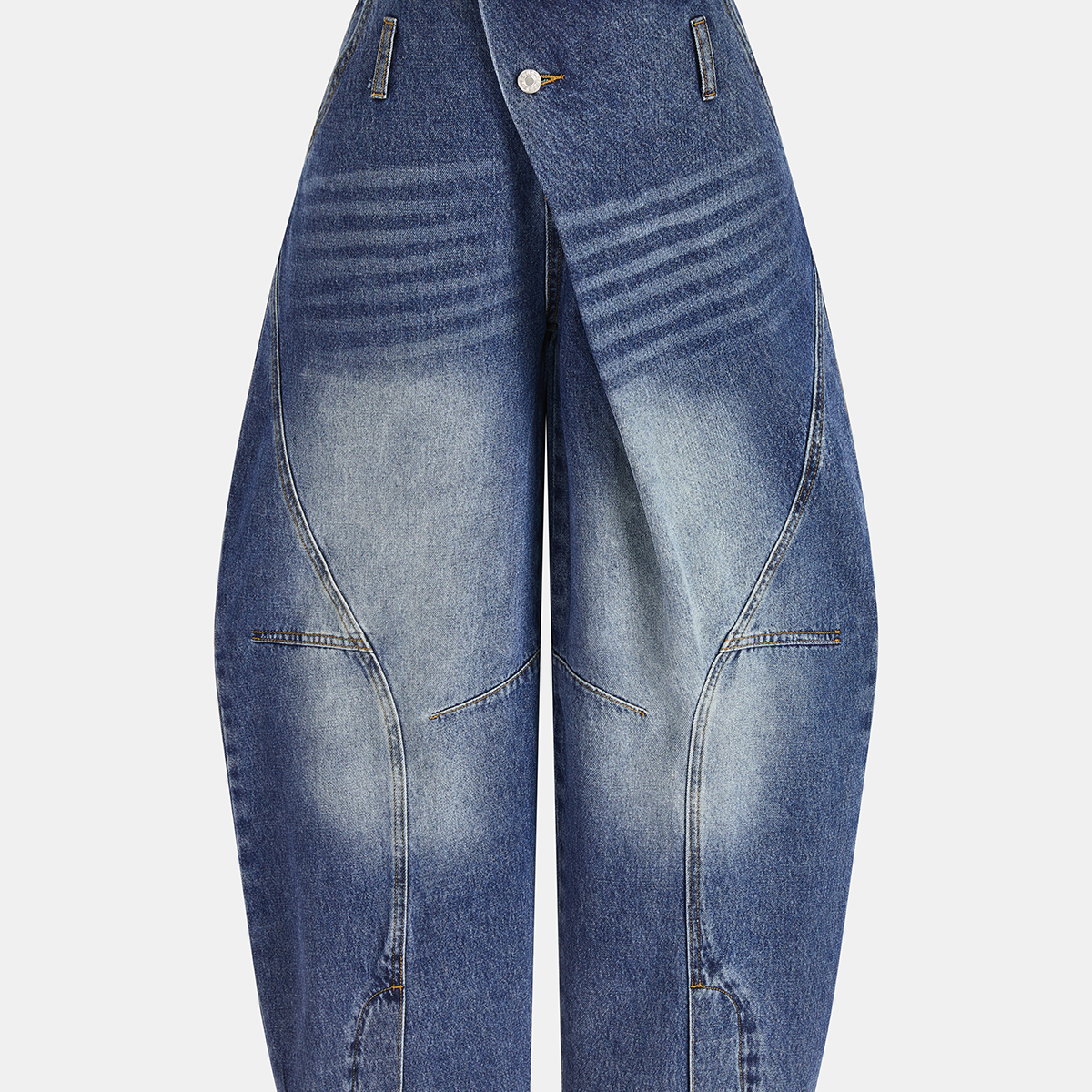 Asymmetric Waistband Mid-Waist Balloon Jeans