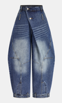 Asymmetric Waistband Mid-Waist Balloon Jeans