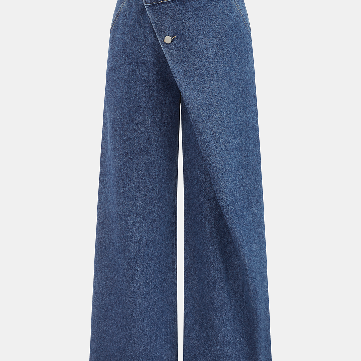 Asymmetric Wide Leg Denim Pants