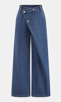 Asymmetric Wide Leg Denim Pants