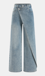 Asymmetric Mid-Waist Straight-Leg Jeans