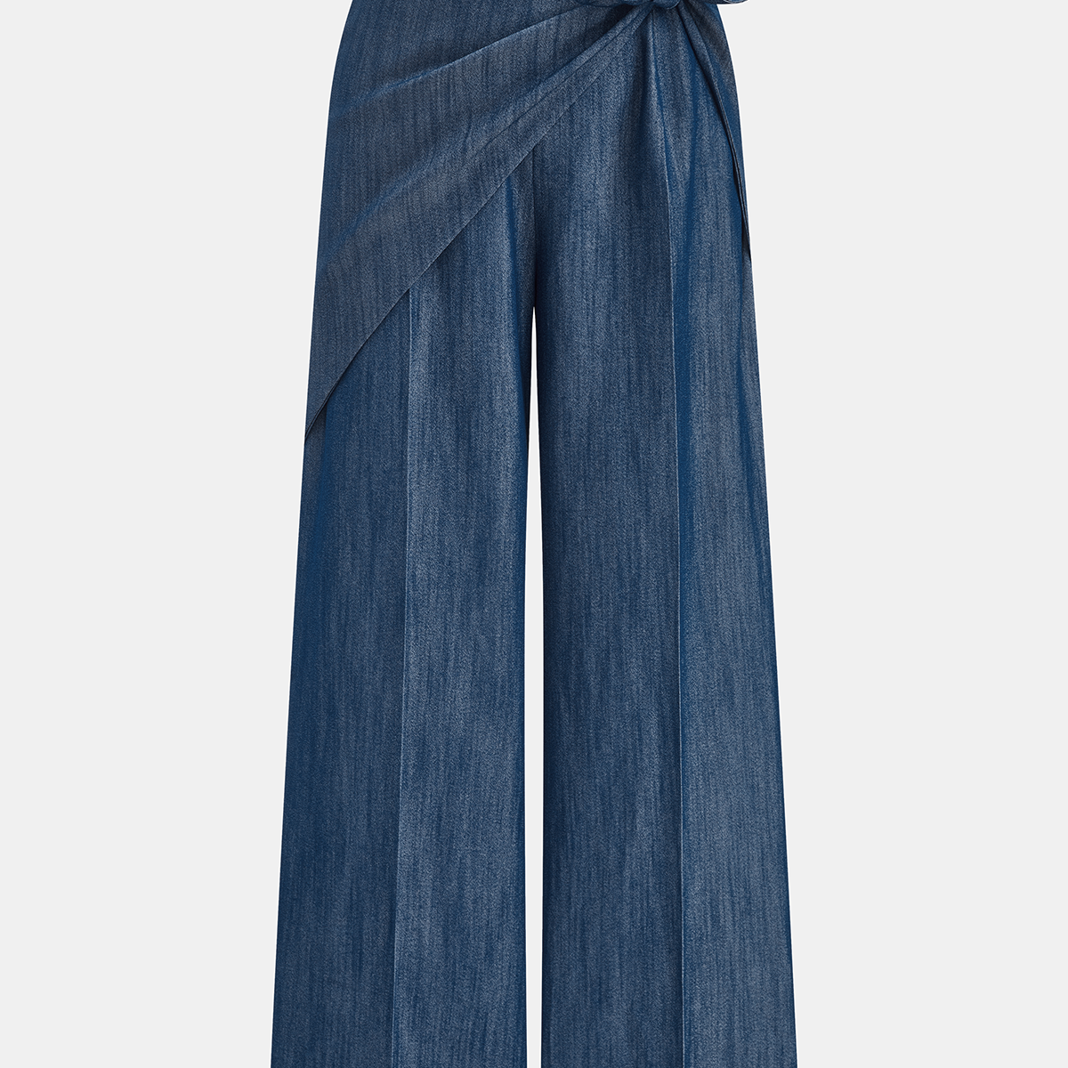 Asymmetric Knot-Waist Wide Leg Pants