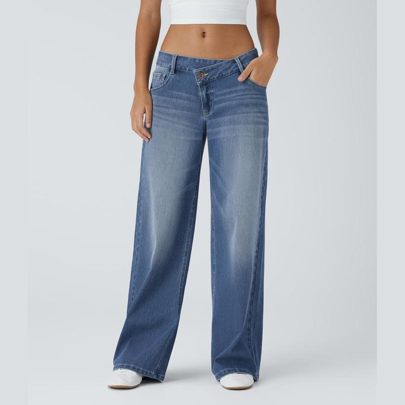 Lounge Flex PerfectFit™ Asymmetric Baggy Wide-Leg Jeans - Lounge
