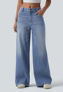 Lounge Flex™ Mid Rise Washed Baggy Wide Leg Casual Jeans with Pockets - Lounge