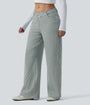 Lounge Flex™ Asymmetric Mid Rise Stripes Casual Baggy Jeans with Pockets - Lounge