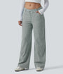 Lounge Flex™ Asymmetric Mid Rise Stripes Casual Baggy Jeans with Pockets - Lounge