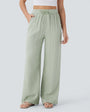 Serena Airy Linen-Feel Wide-Leg Pants