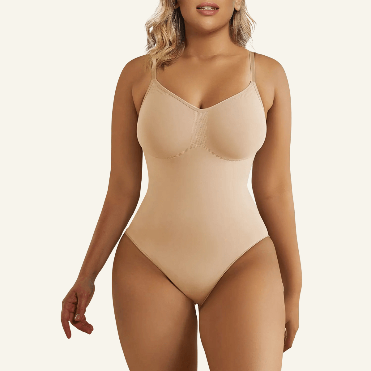VELARE Seamless Adjustable Straps Tummy Control Thong Bodysuit