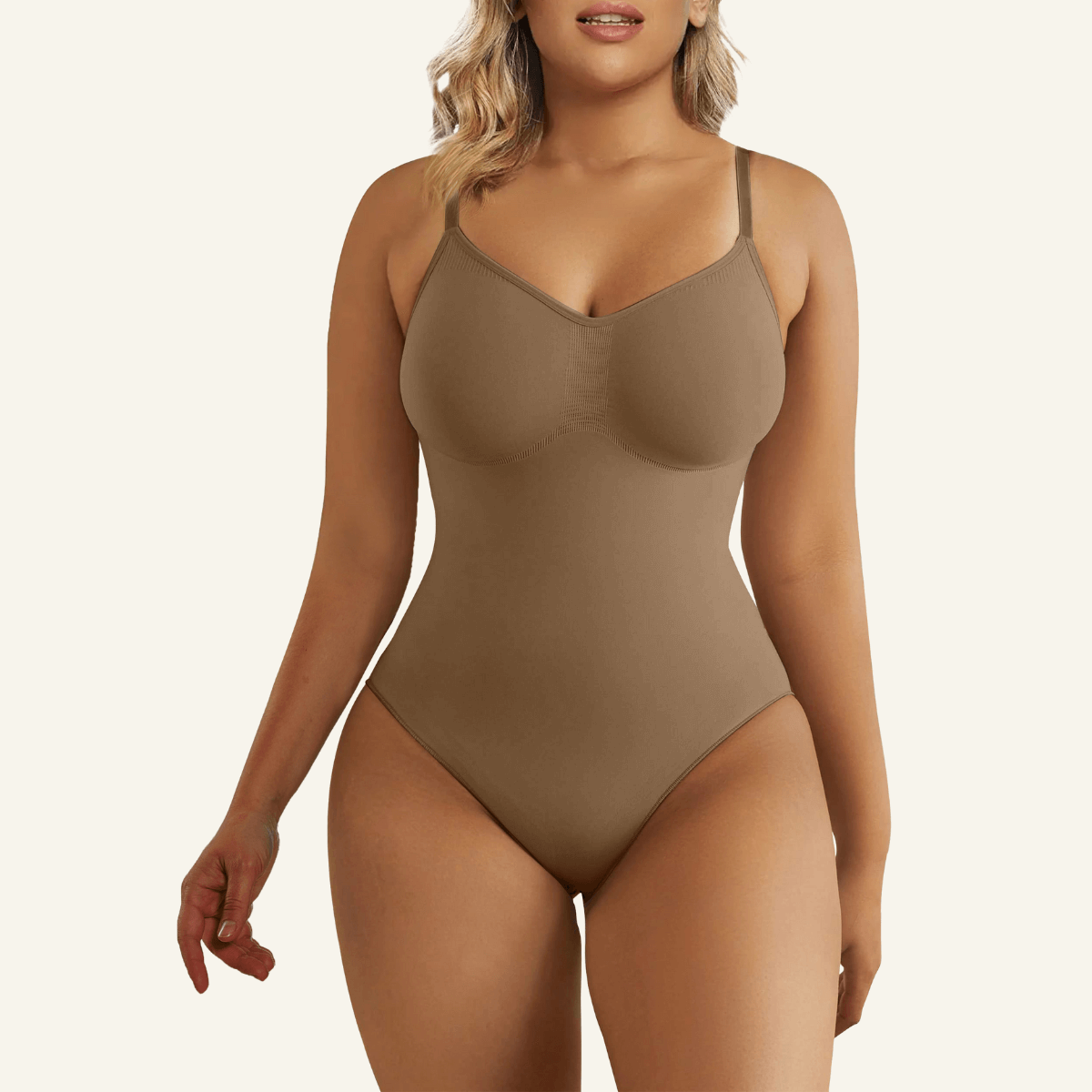 VELARE Seamless Adjustable Straps Tummy Control Thong Bodysuit