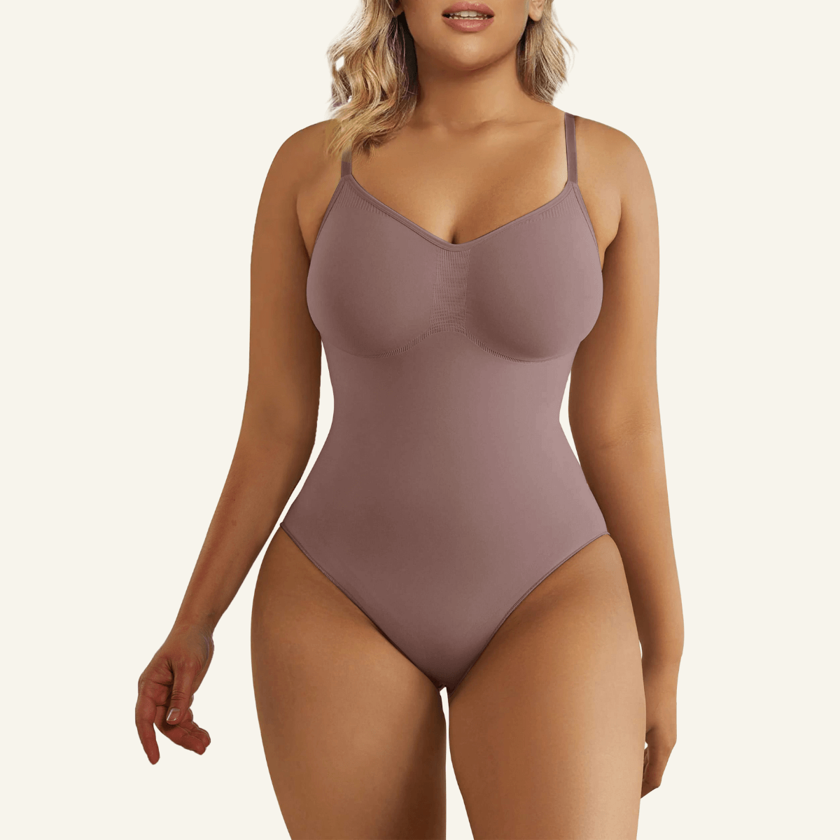 VELARE Seamless Adjustable Straps Tummy Control Thong Bodysuit