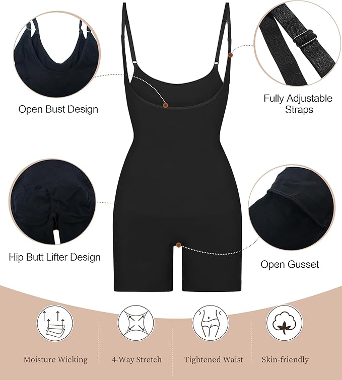 Velare Seamless Open-Bust Tummy Control Shorts Bodysuit