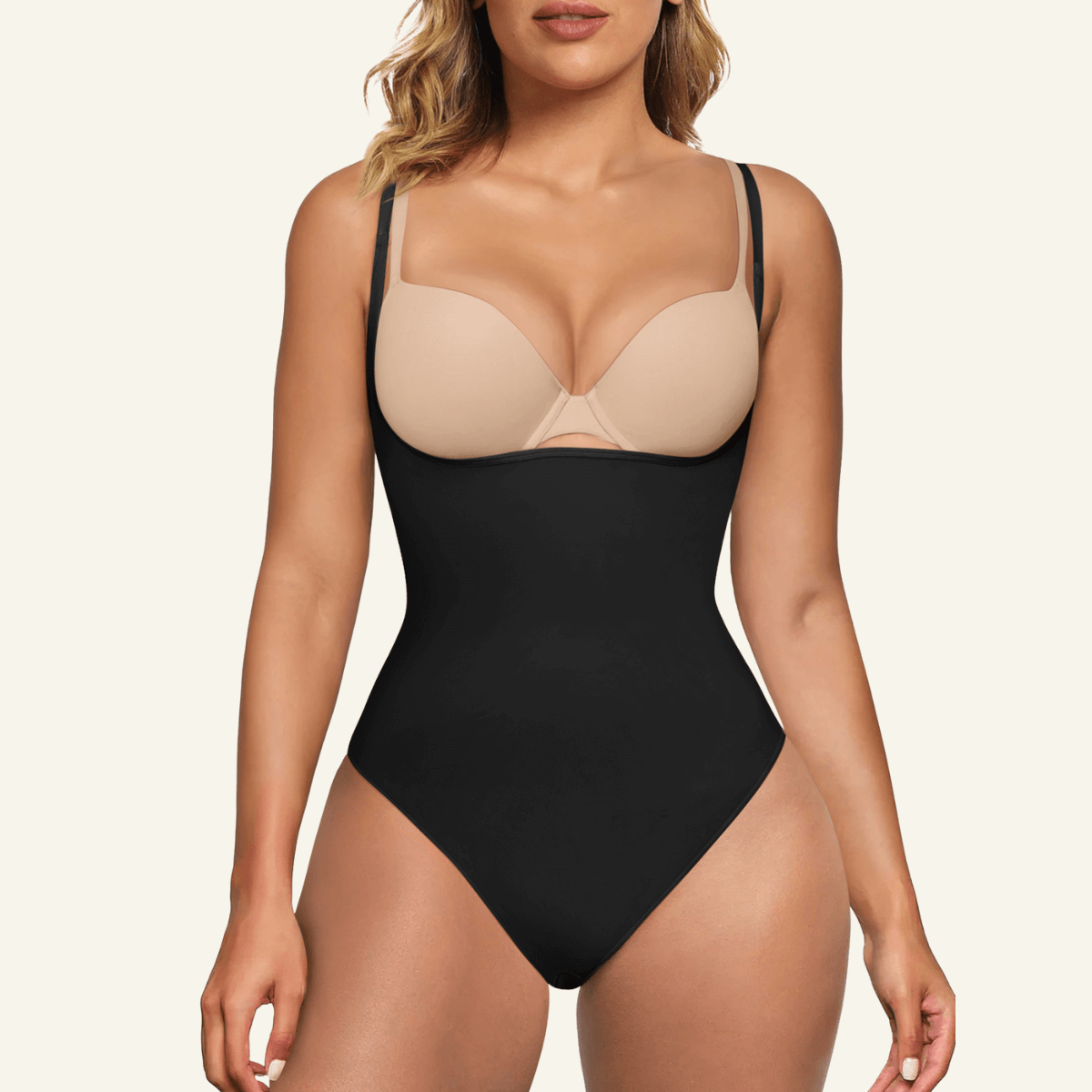 Velare Seamless Open-Bust Tummy Control Thong Bodysuit