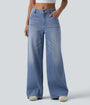 Lounge Flex™ Mid Rise Washed Baggy Wide Leg Casual Jeans with Pockets - Lounge