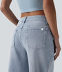Lounge Flex™ Mid Rise Washed Baggy Wide Leg Casual Jeans with Pockets - Lounge