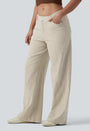 Lounge Flex™ Asymmetric Mid Rise Stripes Casual Baggy Jeans with Pockets - Lounge