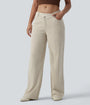 Lounge Flex™ Asymmetric Mid Rise Stripes Casual Baggy Jeans with Pockets - Lounge