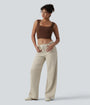 Lounge Flex™ Asymmetric Mid Rise Stripes Casual Baggy Jeans with Pockets - Lounge